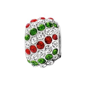 Brighton Christmas bead Silver with red, green & white crystals